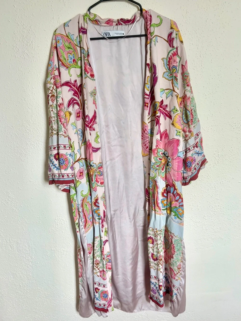 Zara Floral Satin Kimono Robe - Picture 2 of 9